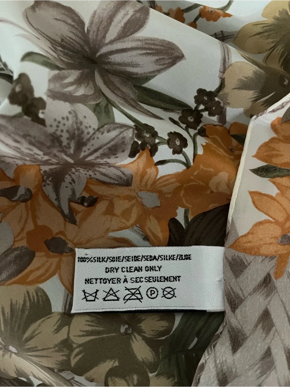 Vintage Liz Claiborne Silk Scarf Like New 50x11 Floral Trellis Cottagecore